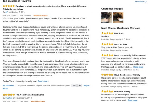Actual Amazon reviews
